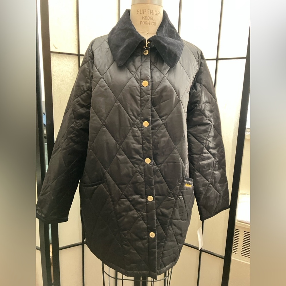 Barbour Liddesdale Quilted Black Car Coat  US 14 UK 18 Modern jacket NWT
